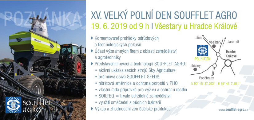 XV. Velký polní den SOUFFLET AGRO ve Všestarech už za týden!